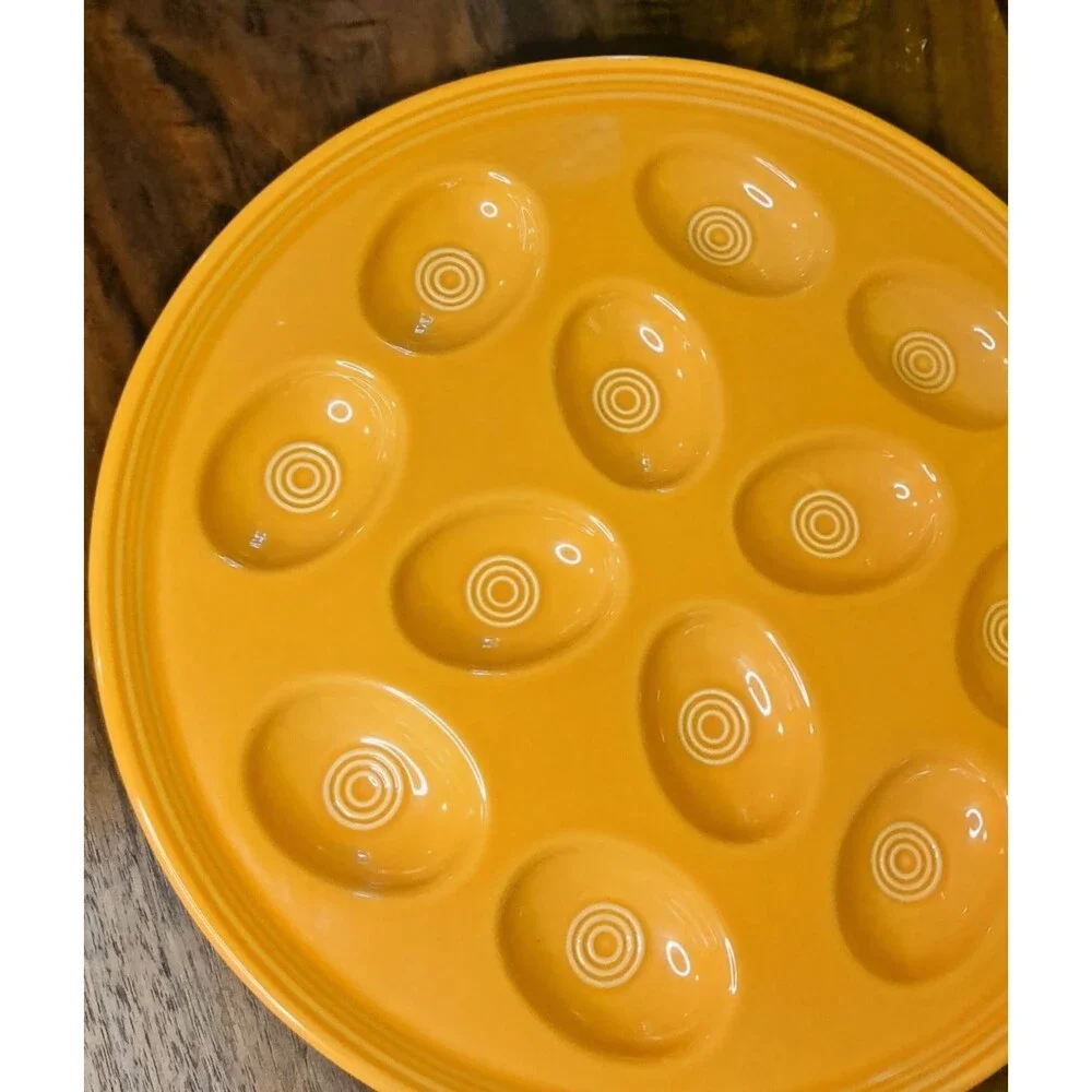 Retired Fiesta Tangerine Deviled Egg Platter/Tray 13 